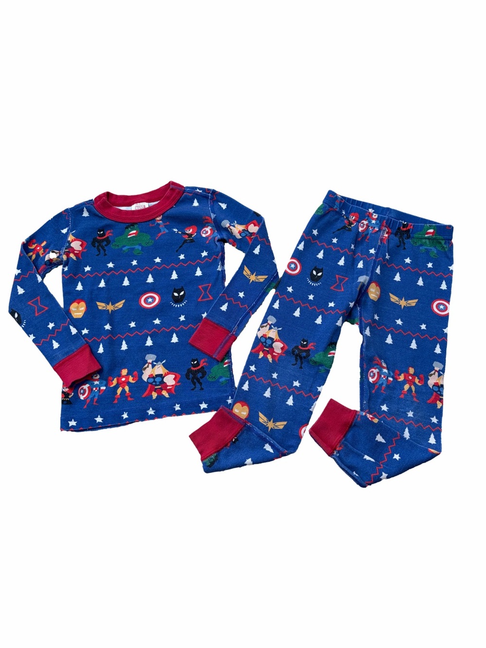 Hanna Andersson Size 100, 4 Marvel Christmas Long John Pajamas Hulk Iron Man